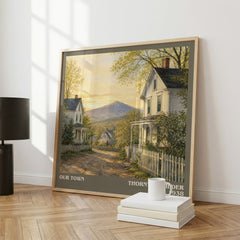 Our town literary print framed by window – literary home decor
