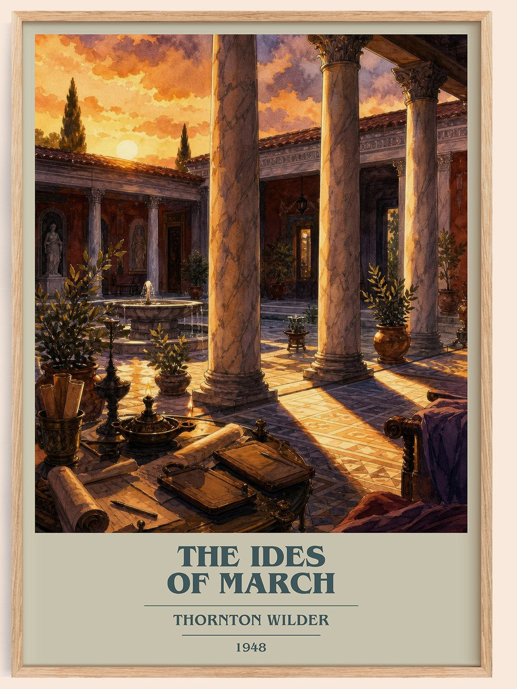 The Ides of March book cover book poster by Thornton Wilder – framed literary art print