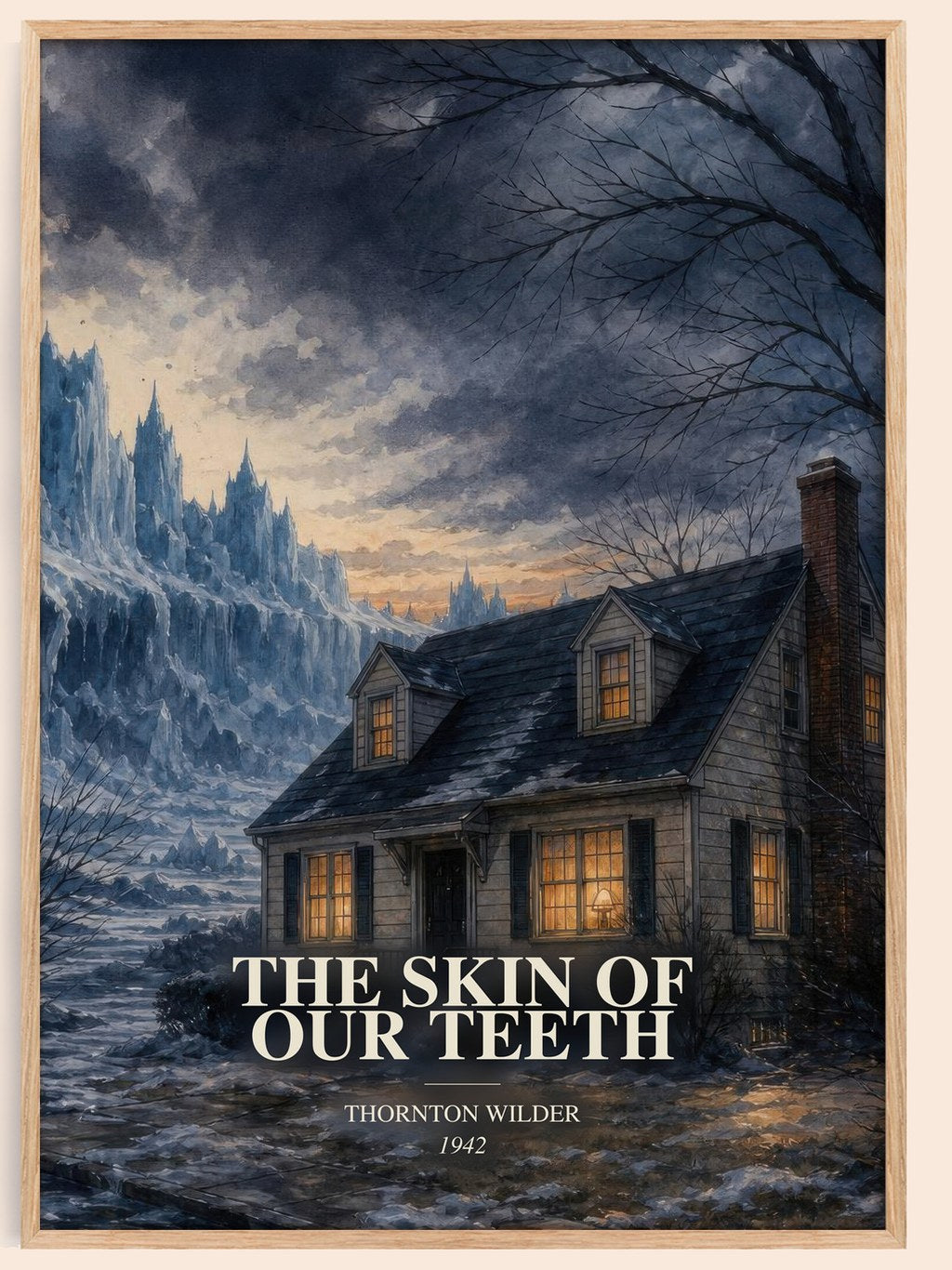 The skin of our teeth watercolour book poster by Thornton Wilder – framed literary art print