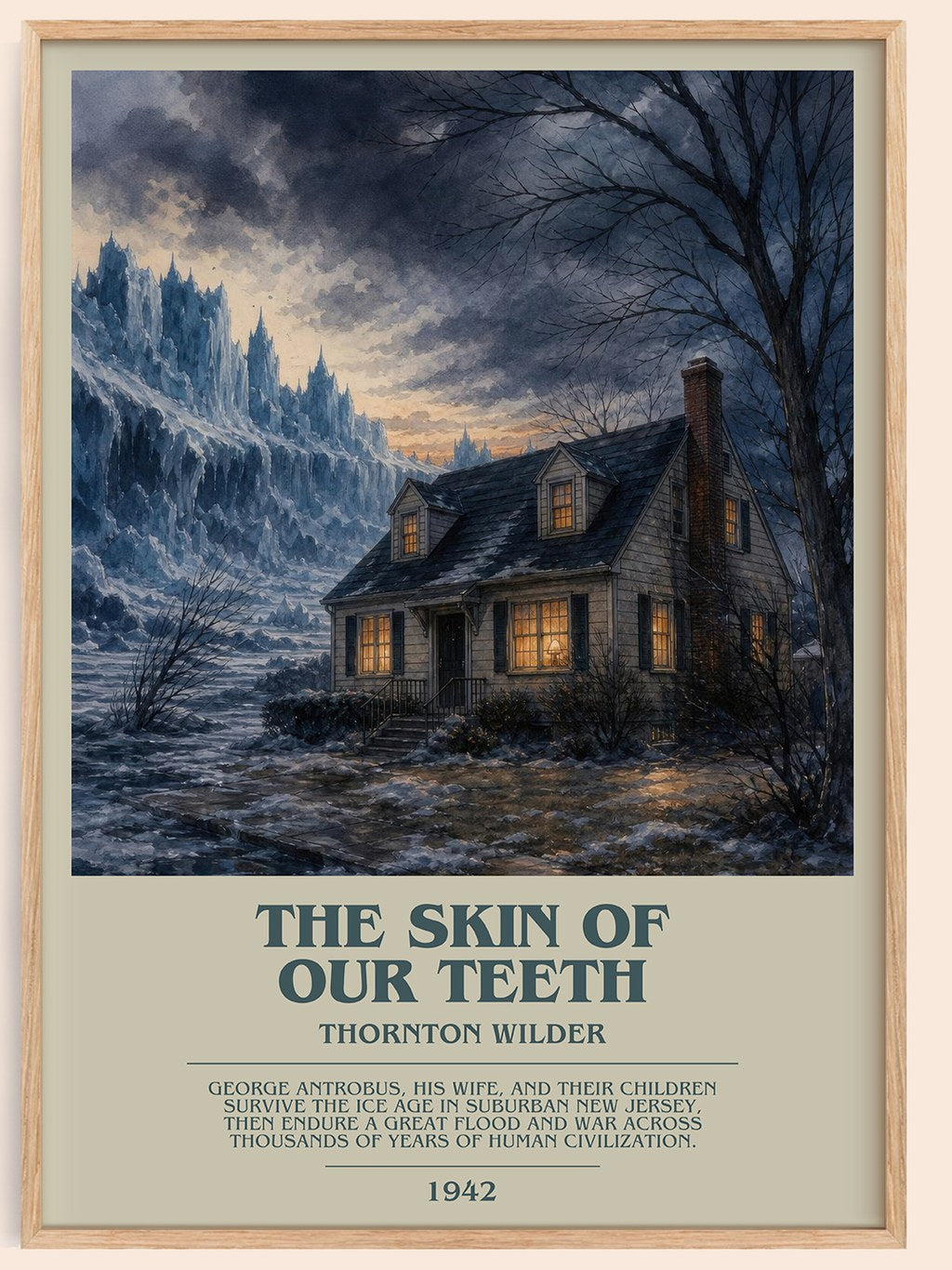 The skin of our teeth bookish book poster by Thornton Wilder – framed literary art print