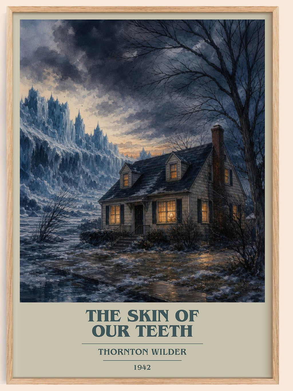The skin of our teeth book cover book poster by Thornton Wilder – framed literary art print
