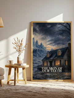 The skin of our teeth watercolour print in frame leaning in hallway – literary fiction wall art