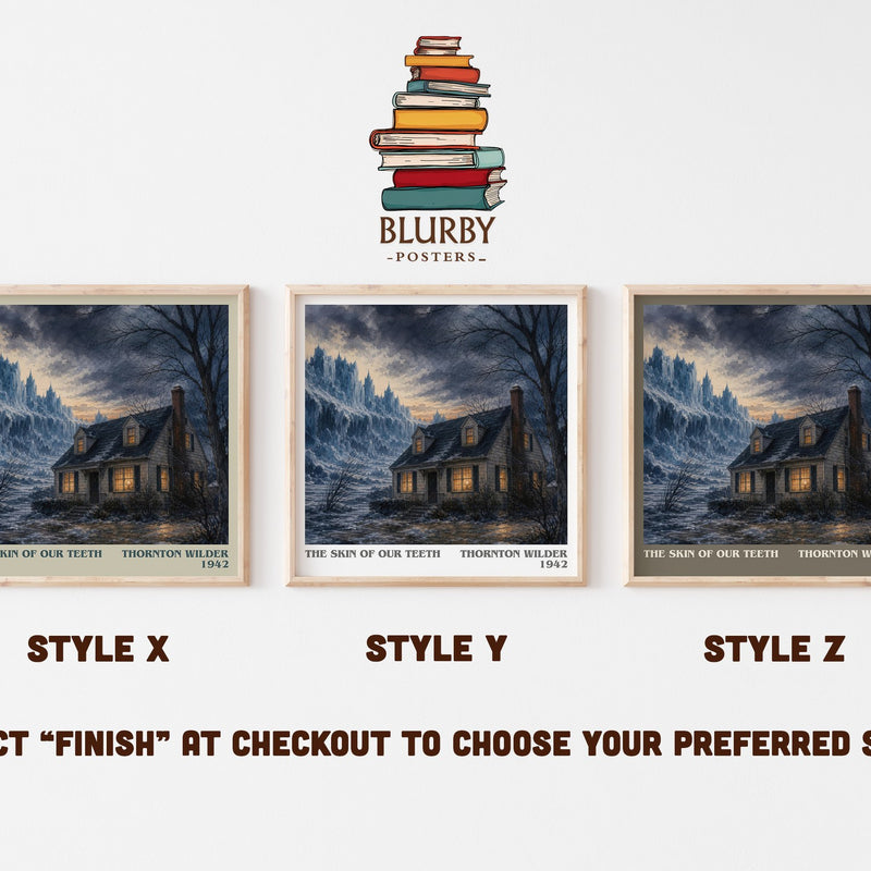 The skin of our teeth literary print in frame leaning in hallway – literary fiction wall art