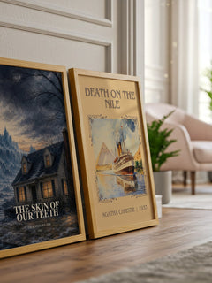 The skin of our teeth watercolour print framed by window – literary home decor