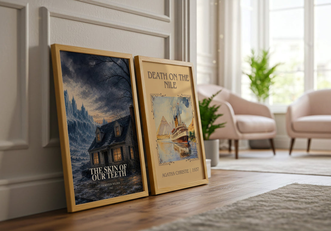 The skin of our teeth watercolour print framed by window – literary home decor