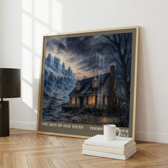 The skin of our teeth literary print framed by window – literary home decor