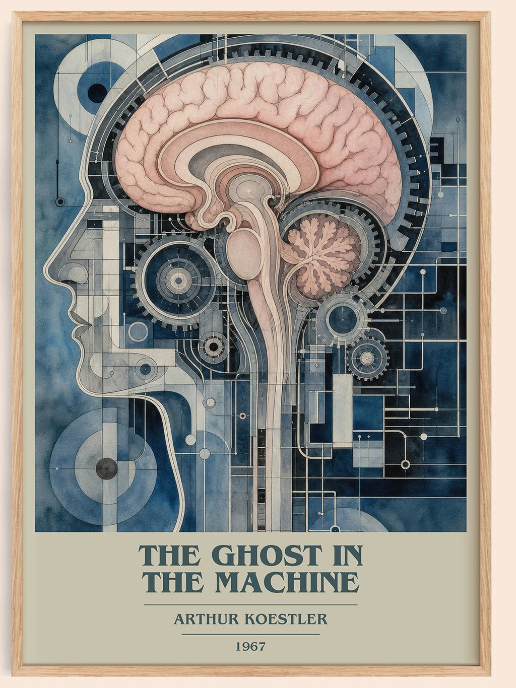 The ghost in the machine book cover book poster by Arthur Koestler – framed literary art print