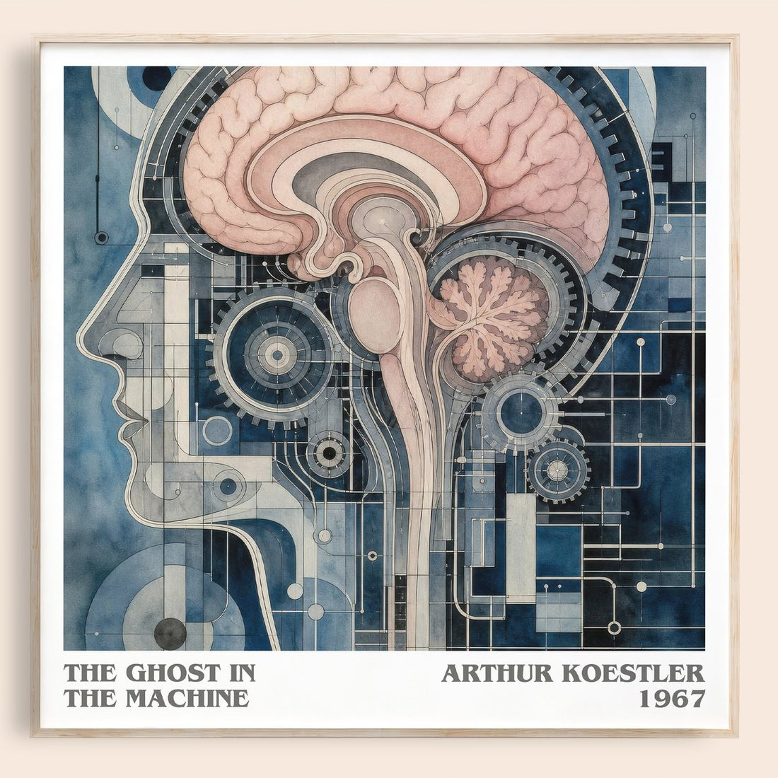 The ghost in the machine literary book poster by Arthur Koestler – framed literary art print