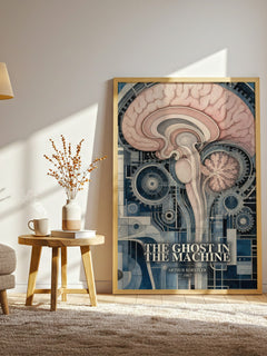 The ghost in the machine watercolour print in frame leaning in hallway – philosophy wall art