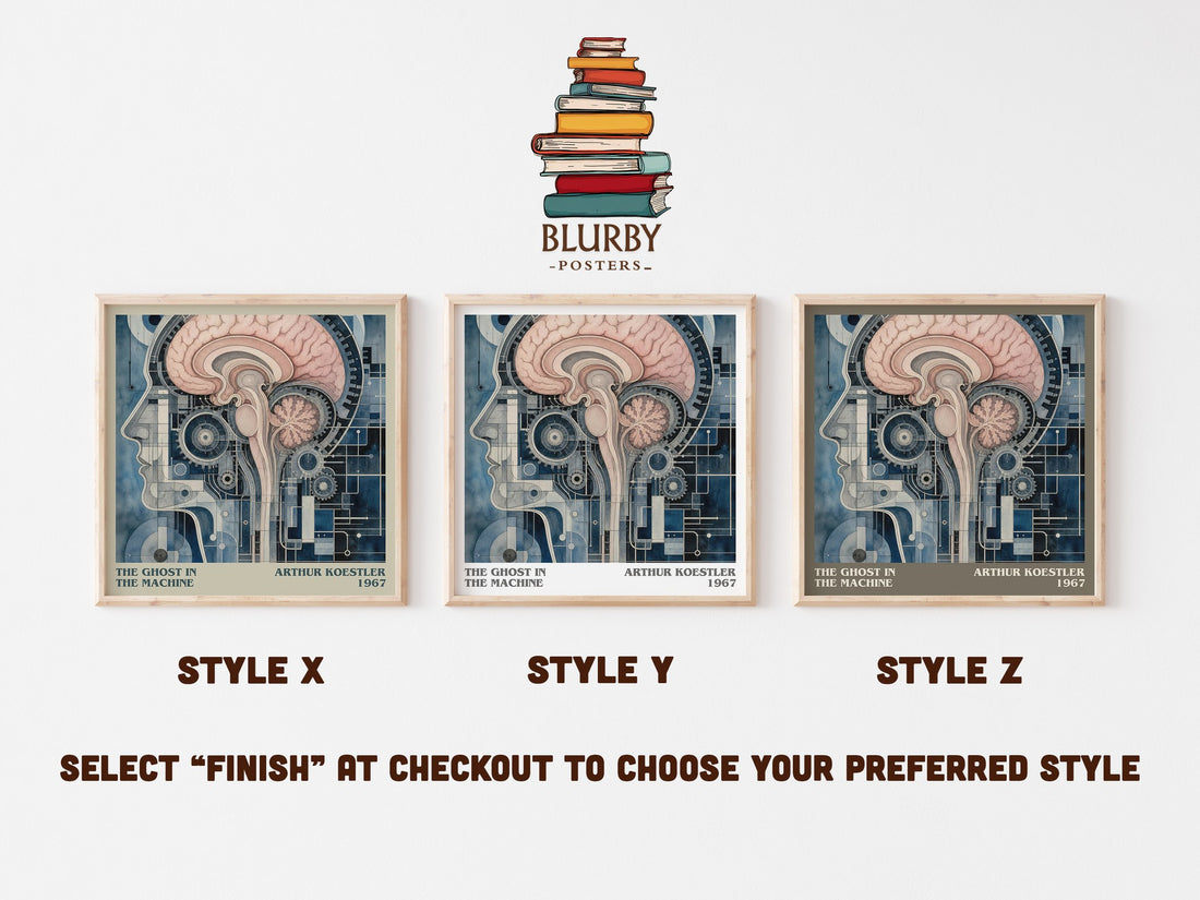 The ghost in the machine literary print in frame leaning in hallway – philosophy wall art (mockup)