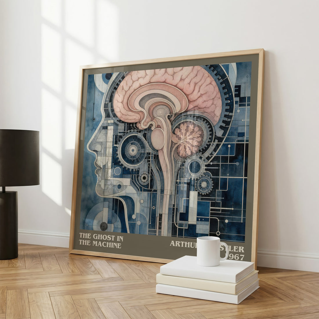 The ghost in the machine literary print framed by window – literary home decor