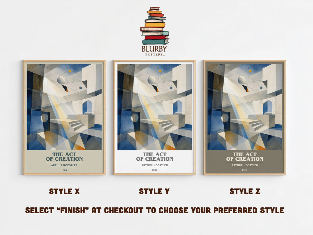 The act of creation book cover print in frame leaning in hallway – non fiction wall art (mockup)
