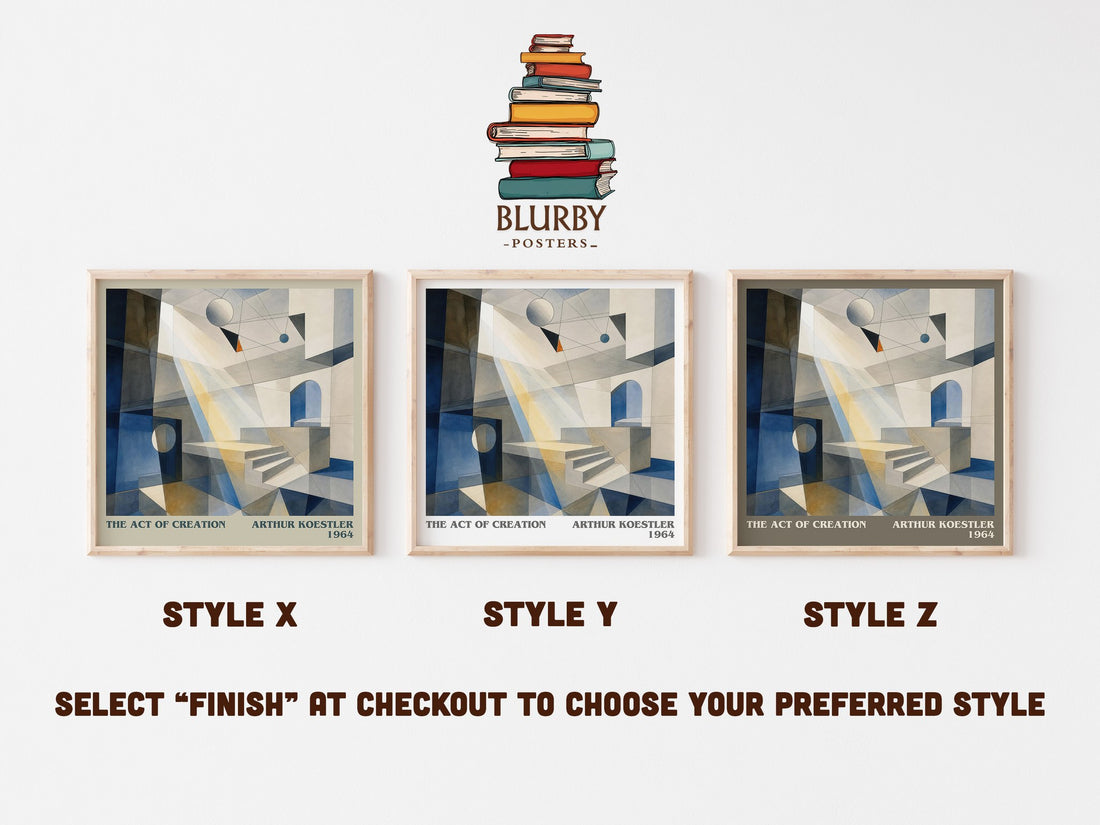 The act of creation literary print in frame leaning in hallway – non fiction wall art (mockup)