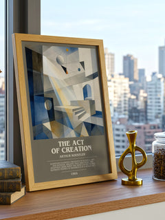 The act of creation bookish print framed by window – literary home decor