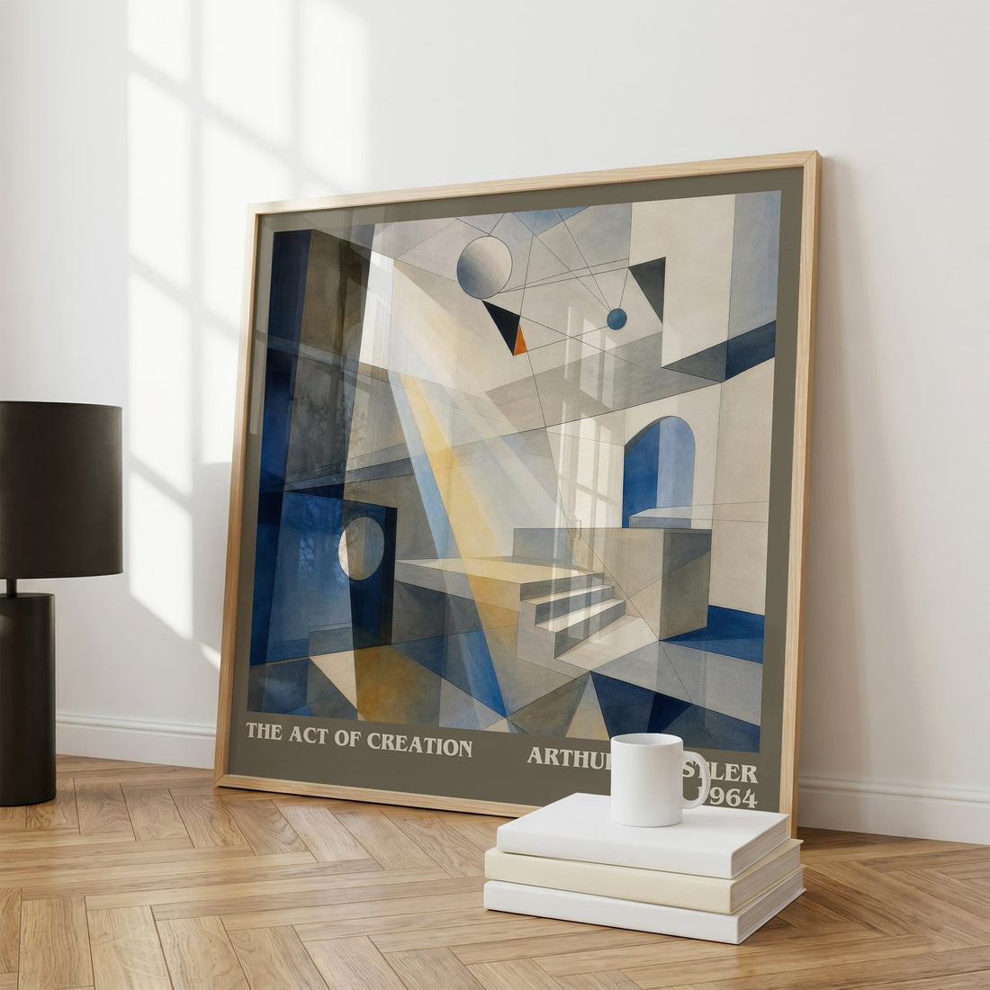 The act of creation literary print framed by window – literary home decor