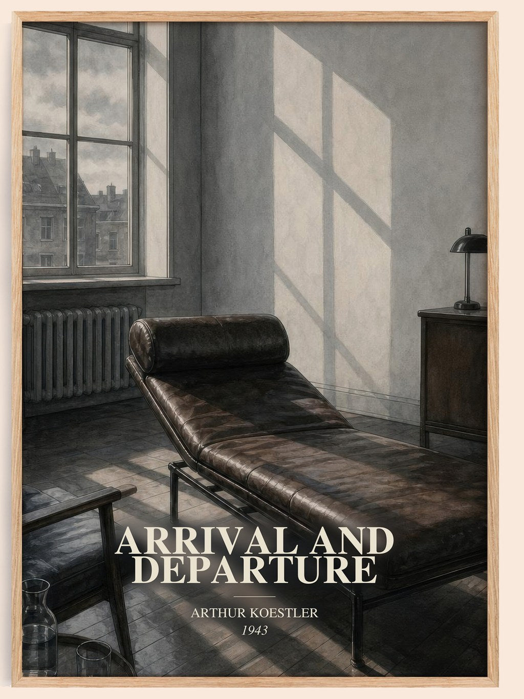 Arrival and Departure watercolour book poster by Arthur Koestler – framed literary art print
