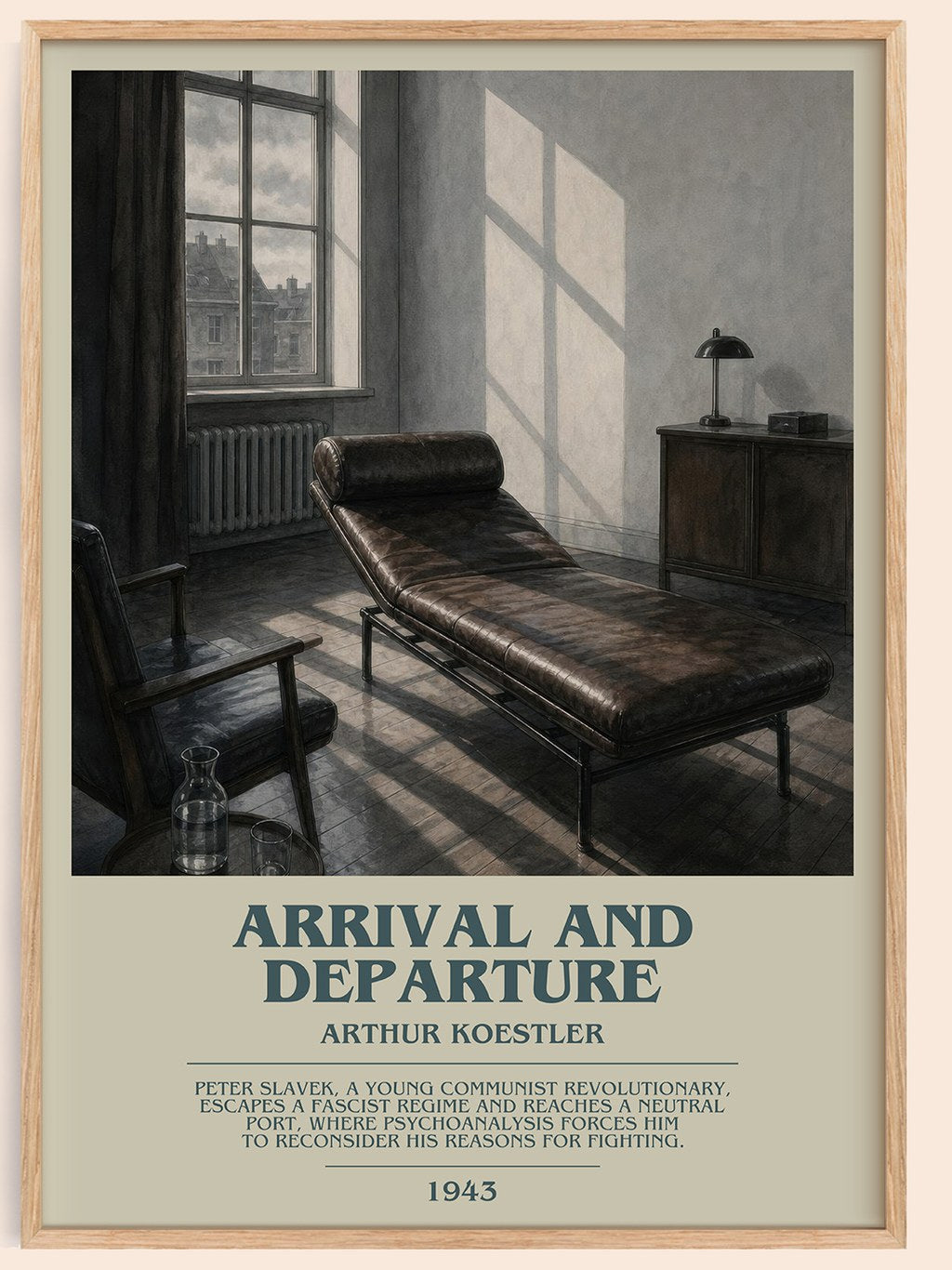 Arrival and Departure bookish book poster by Arthur Koestler – framed literary art print