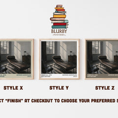 Arrival and Departure literary print in frame leaning in hallway – literary fiction wall art