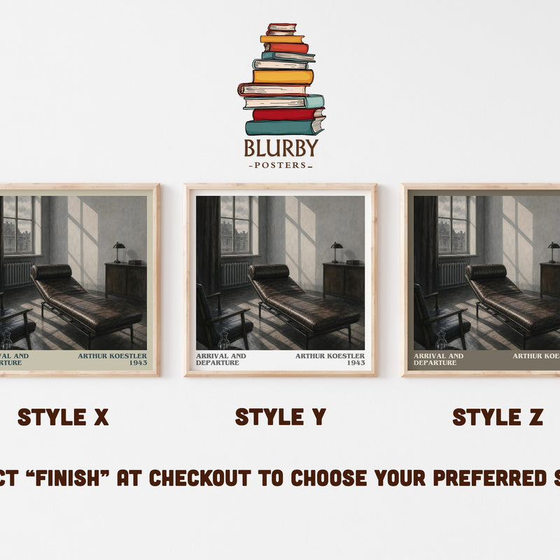 Arrival and Departure literary print in frame leaning in hallway – literary fiction wall art