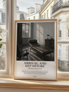 Arrival and Departure bookish poster colour and style options – Arthur Koestler book art