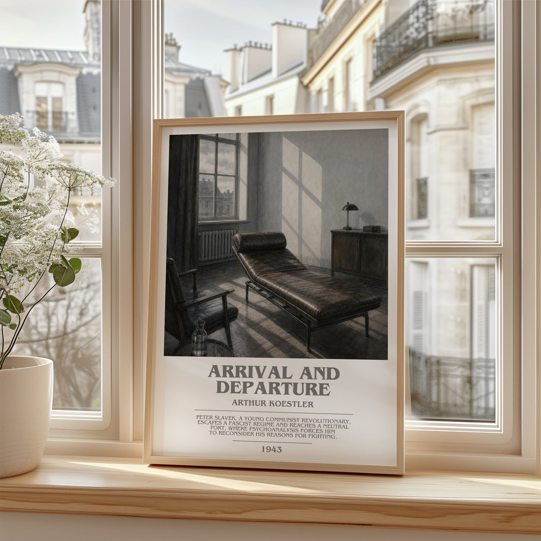 Arrival and Departure bookish poster colour and style options – Arthur Koestler book art