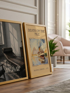 Arrival and Departure watercolour print framed by window – literary home decor