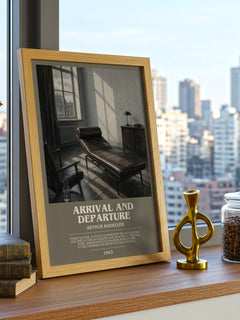 Arrival and Departure bookish print framed by window – literary home decor