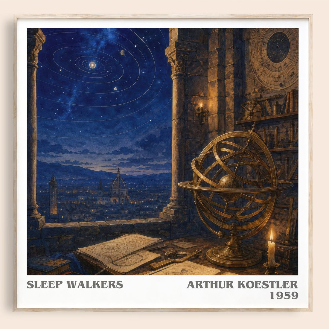 Sleep walkers literary book poster by Arthur Koestler – framed literary art print
