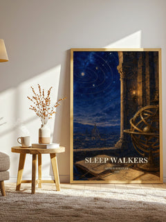 Sleep walkers watercolour print in frame leaning in hallway – non fiction wall art