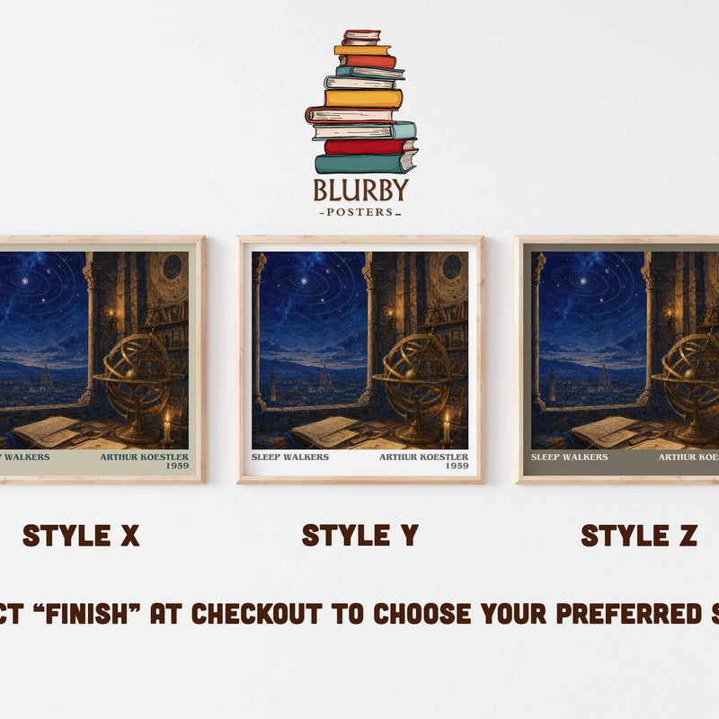 Sleep walkers literary print in frame leaning in hallway – non fiction wall art