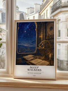 Sleep walkers book cover poster colour and style options – Arthur Koestler book art