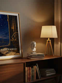 Sleep walkers watercolour print on bookshelf – Arthur Koestler fan gift