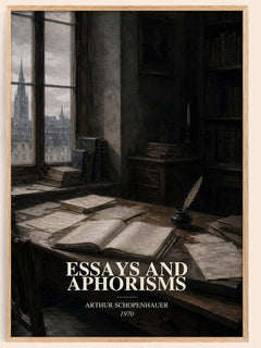 Essays and aphorisms watercolour book poster by Arthur Schopenhauer – framed literary art print