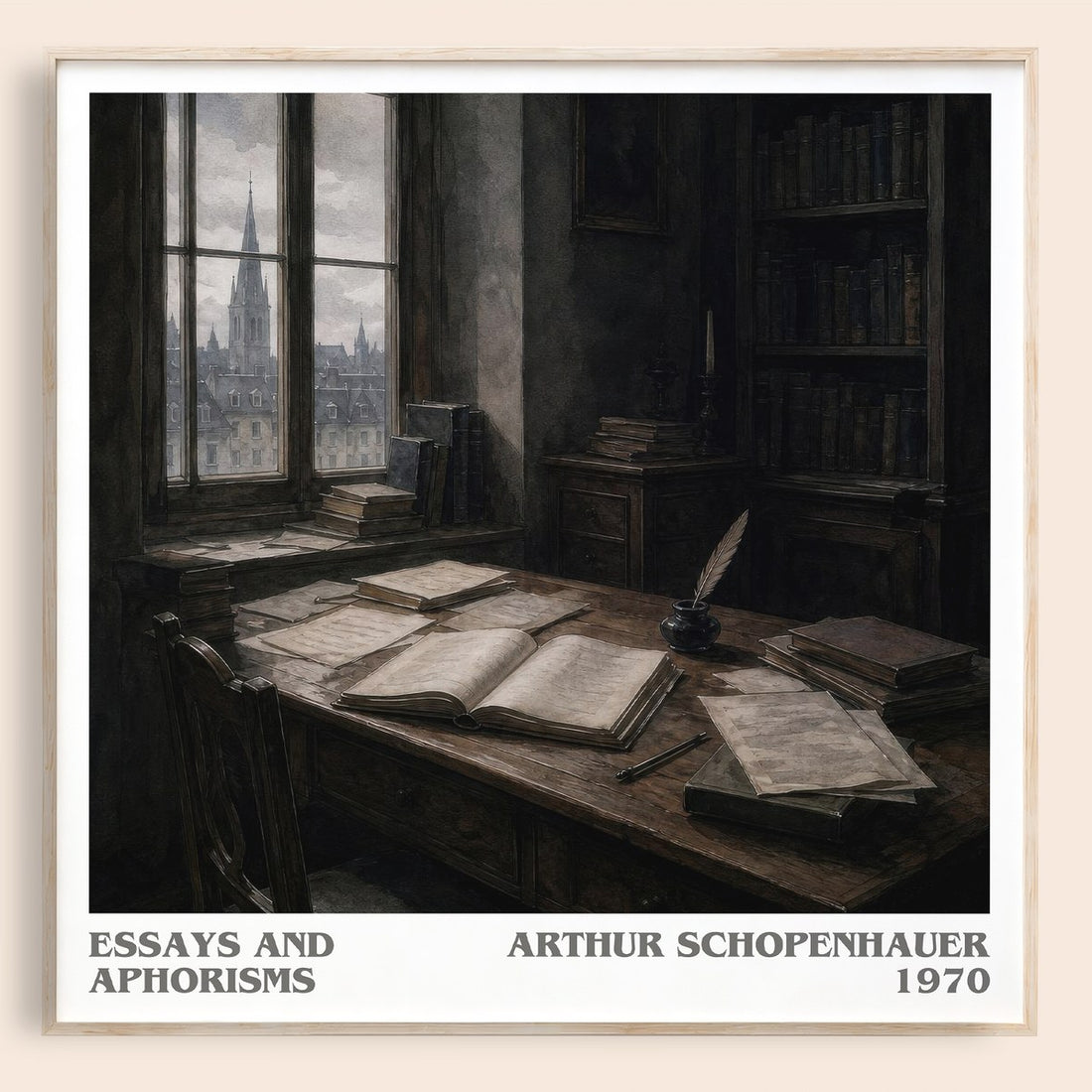 Essays and aphorisms literary book poster by Arthur Schopenhauer – framed literary art print