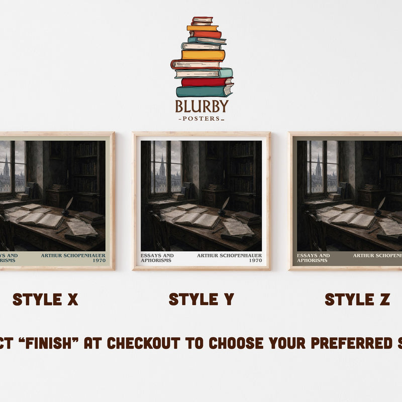 Essays and aphorisms literary print in frame leaning in hallway – philosophy wall art