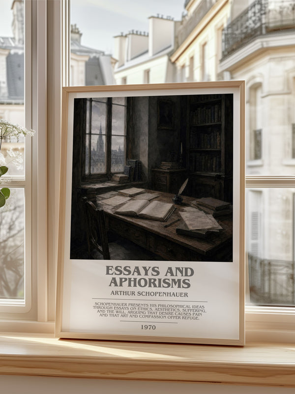 Essays and aphorisms bookish poster colour and style options – Arthur Schopenhauer book art