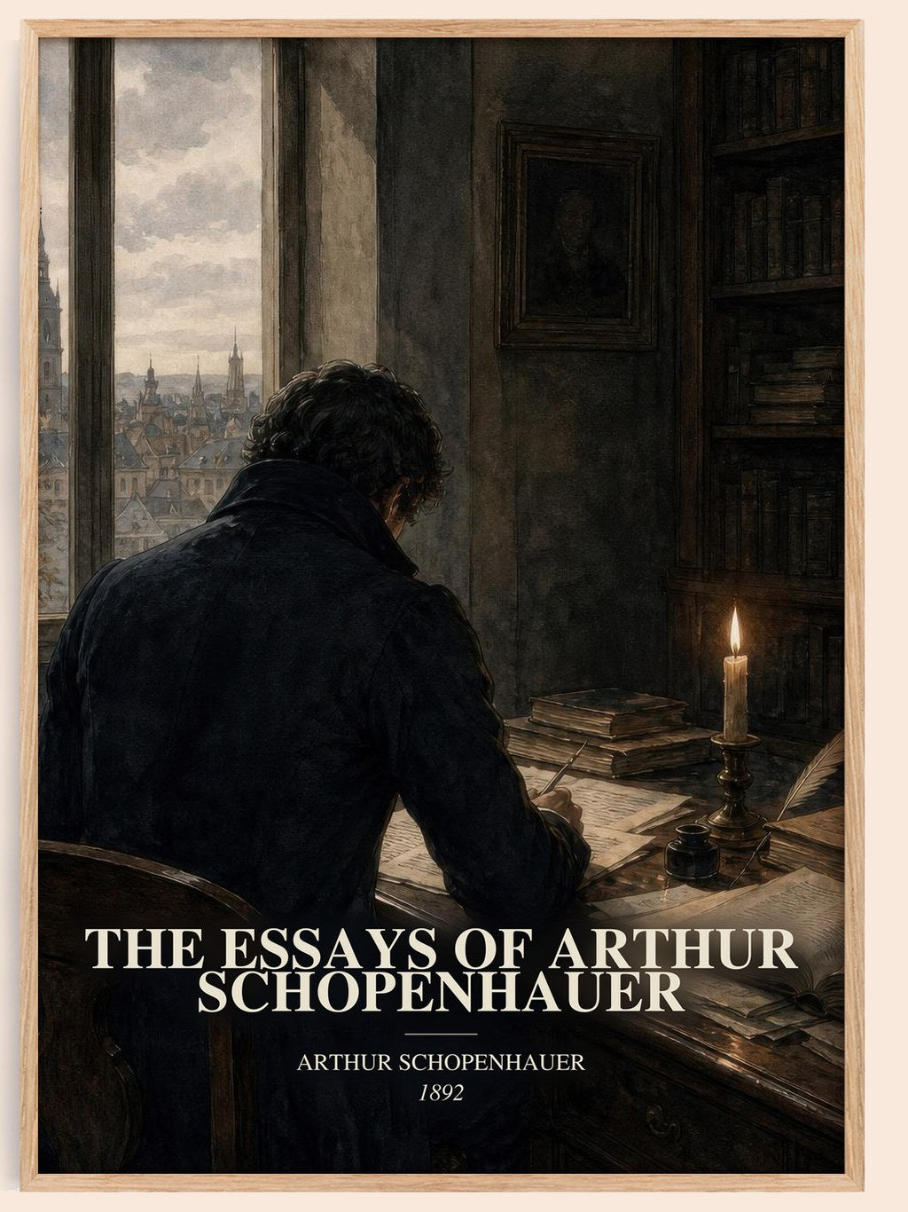 The Essays Of Arthur Schopenhauer watercolour book poster by Arthur Schopenhauer – framed literary art print