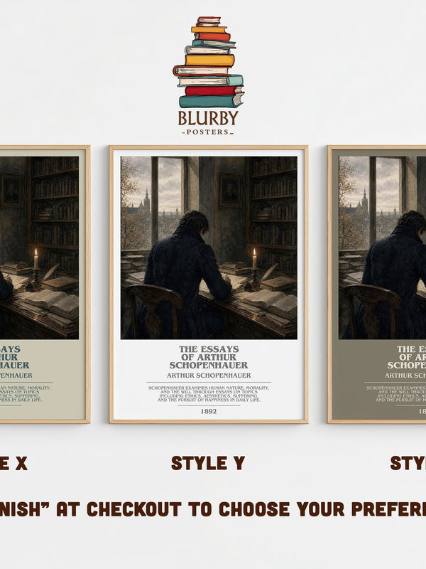 The Essays Of Arthur Schopenhauer bookish print in frame leaning in hallway – philosophy wall art