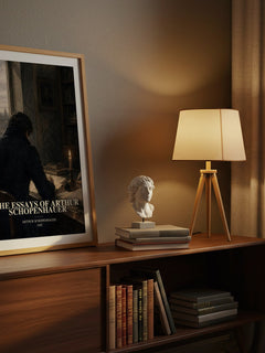 The Essays Of Arthur Schopenhauer watercolour print on bookshelf – Arthur Schopenhauer fan gift