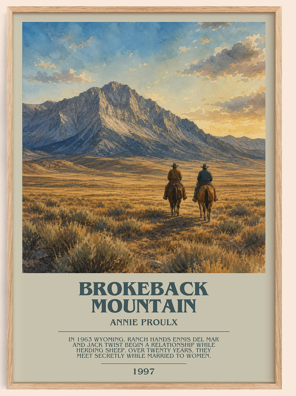 Brokeback Mountain bookish book poster by Annie Proulx – framed literary art print