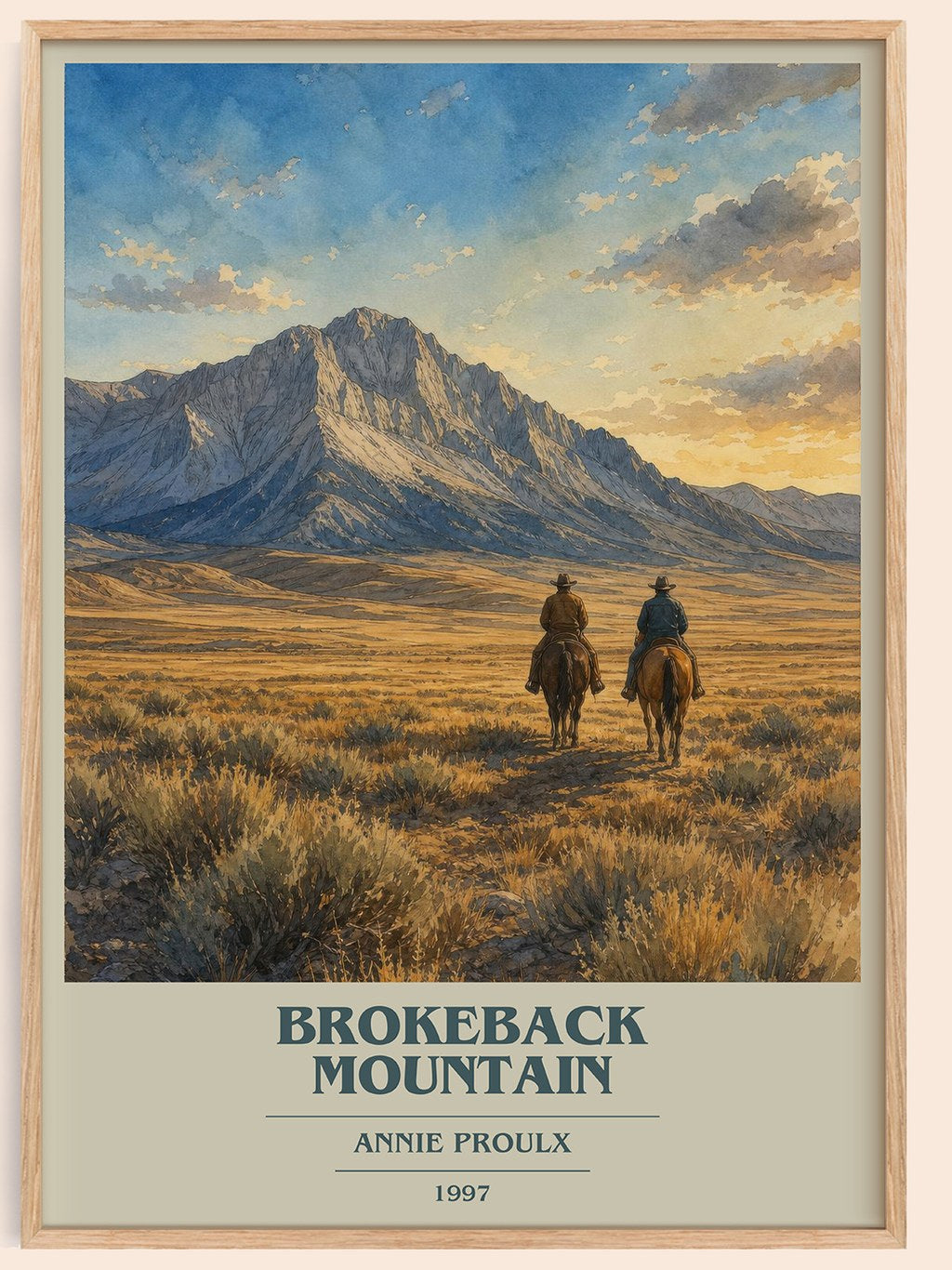 Brokeback Mountain book cover book poster by Annie Proulx – framed literary art print