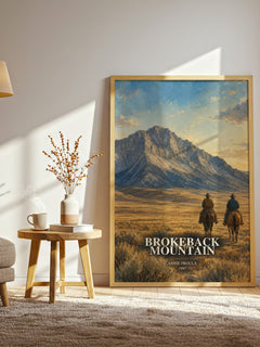 Brokeback Mountain watercolour print in frame leaning in hallway – literary fiction wall art