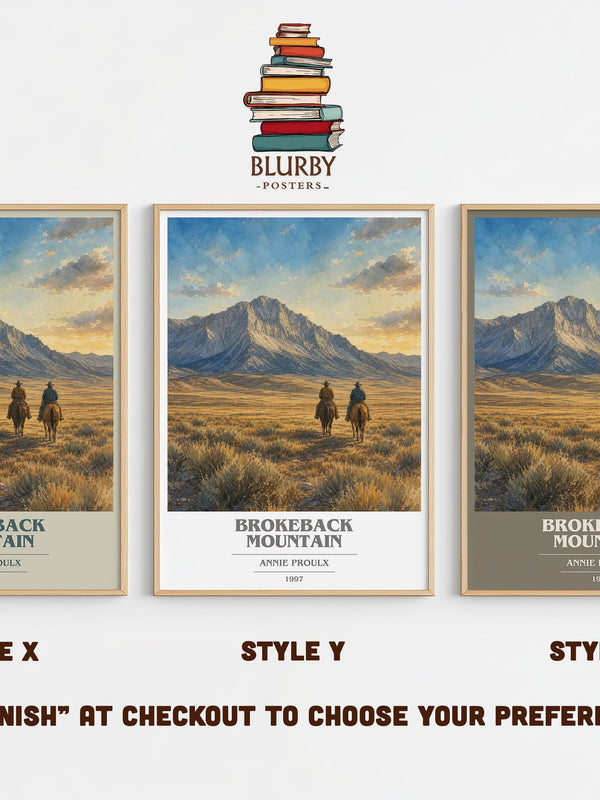 Brokeback Mountain book cover print in frame leaning in hallway – literary fiction wall art