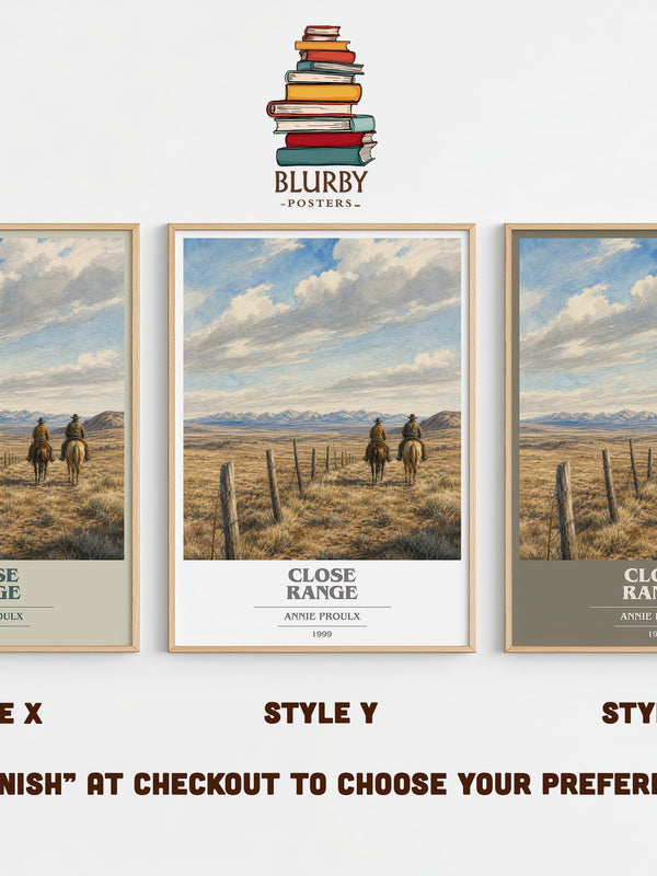 Close Range book cover print in frame leaning in hallway – literary fiction wall art
