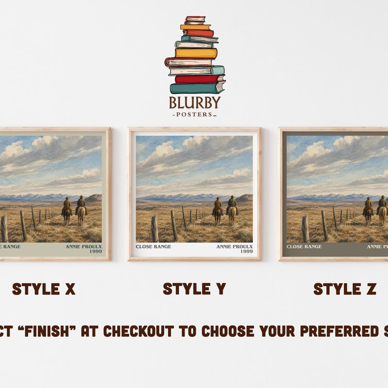 Close Range literary print in frame leaning in hallway – literary fiction wall art