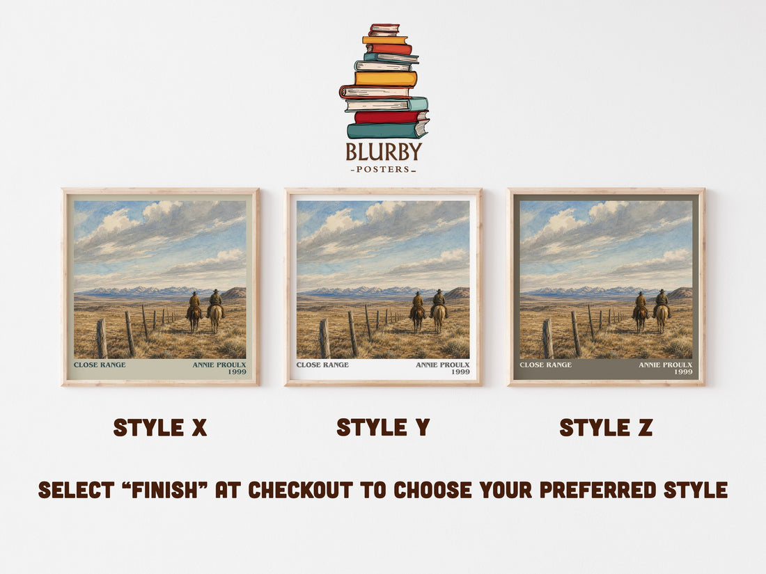 Close Range literary print in frame leaning in hallway – literary fiction wall art (mockup)