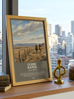 Close Range bookish print framed by window – literary home decor