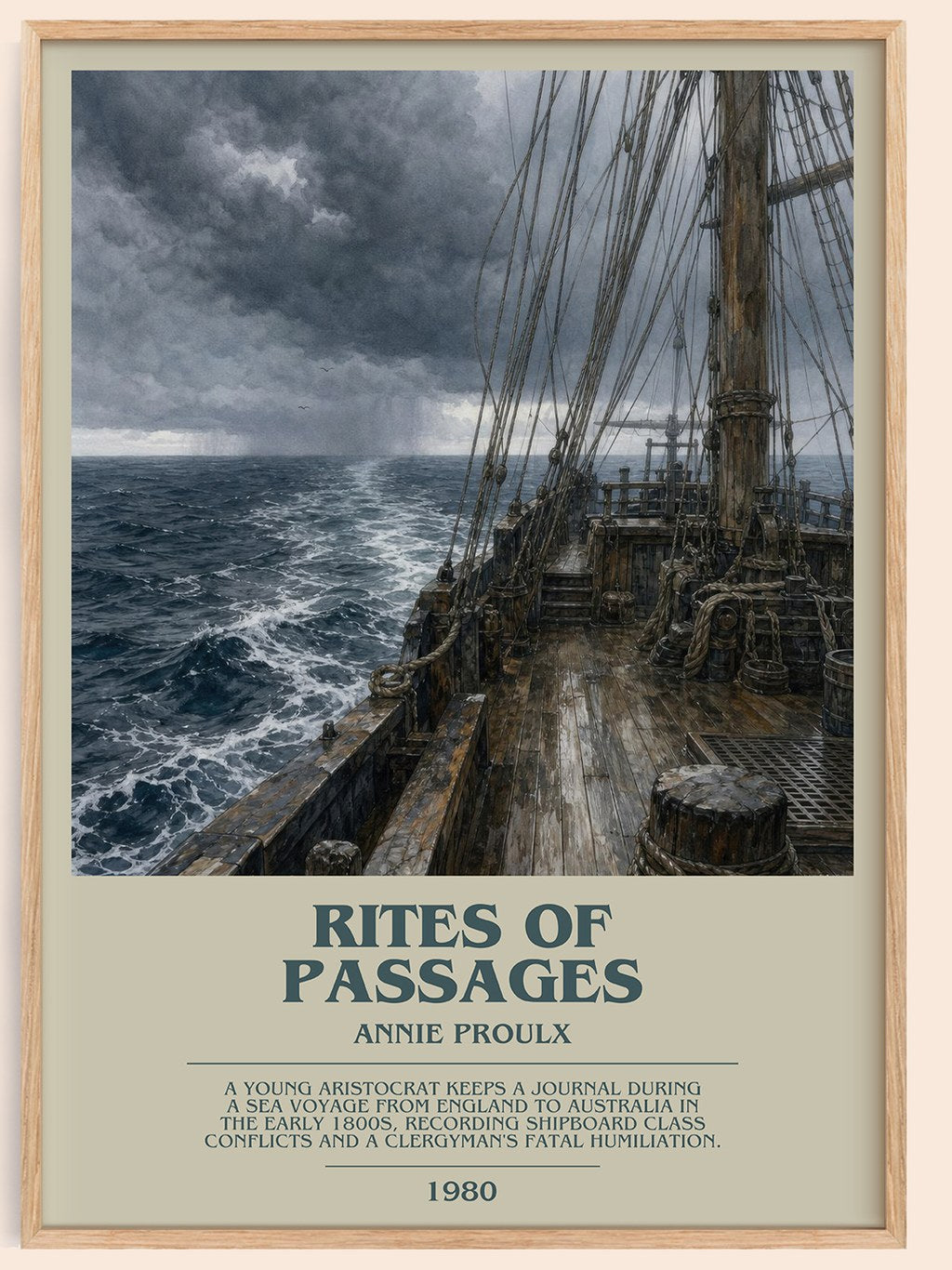 Rites of passages bookish book poster by Annie Proulx – framed literary art print