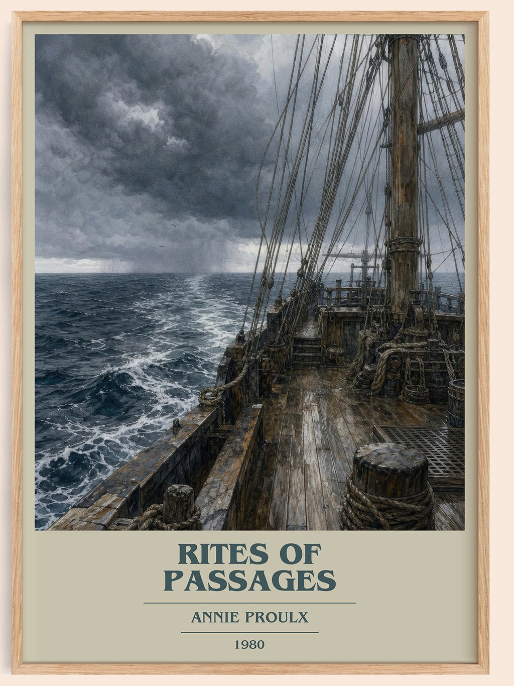 Rites of passages book cover book poster by Annie Proulx – framed literary art print
