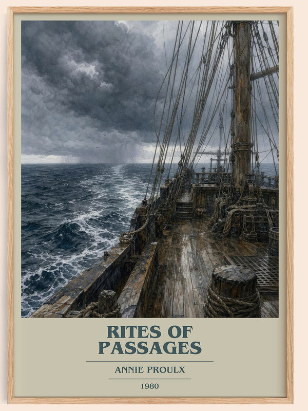 Rites of passages book cover book poster by Annie Proulx – framed literary art print